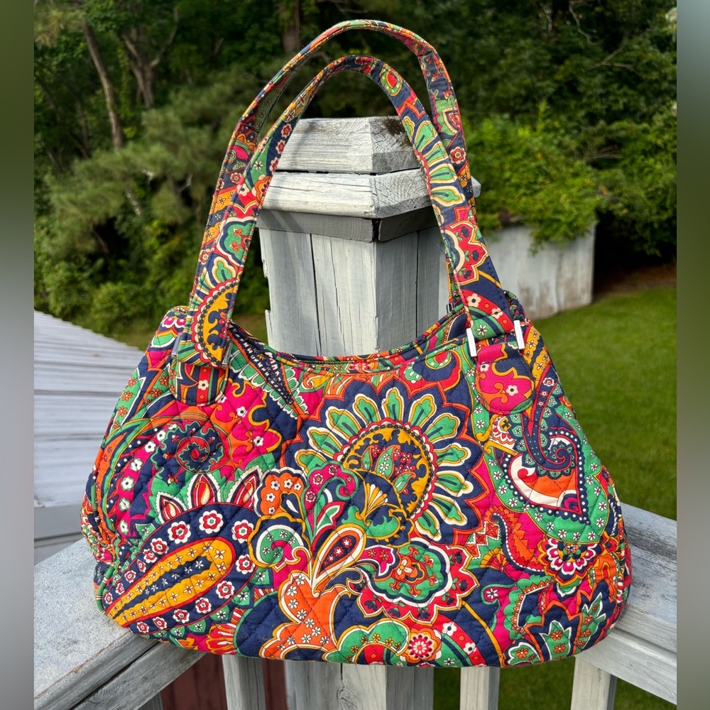 Vera Bradley Orange Blue Green Venetian Shoulder Bag - Picture 5 of 11